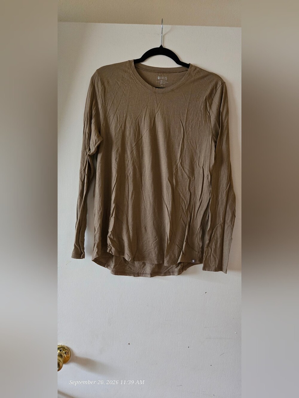 FIGS Long-Sleeve Supersoft Underscrub Top in Brown